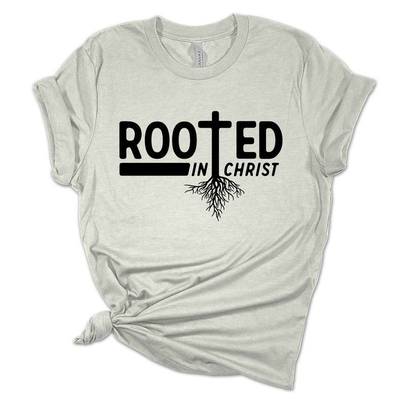 Womens Christian Tshirt Rooted In Christ Cross Jesus Christian